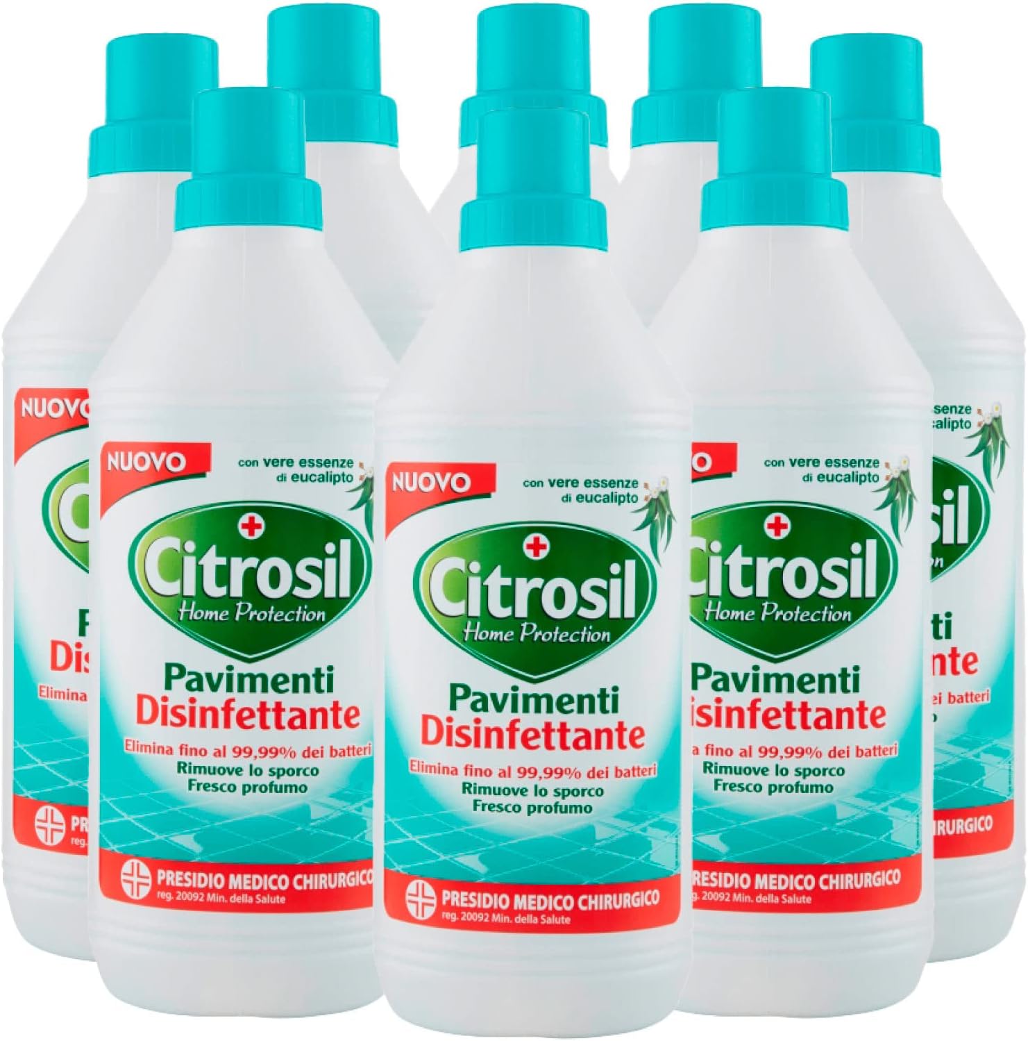 Citrosil Home Protection - Detergente Liquido Pulisci Pavimenti Disinfettante con Vere Essenze di Eucalipto, 900 ml x 8 Flaconi