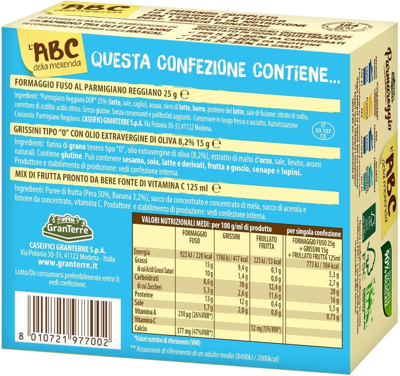 Parmareggio L'Abc della Merenda con Formaggino, 25g