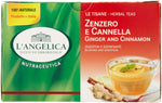 L'Angelica, Tisana Zenzero e Cannella, Infuso Funzionale, Tisana Digestiva e Sgonfiante, Favorisce la Digestione e Sgonfia la Pancia, Gusto Speziato, 100% Naturale, 20 Bustine