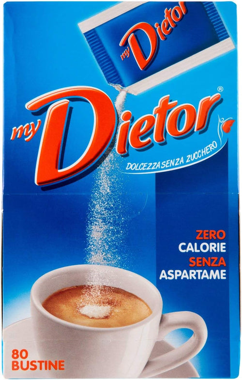 Dietor - MyDietor Dolcificante Naturale 0 kcal, Senza Glutine, Senza Aspartame - Box da 80 Bustine