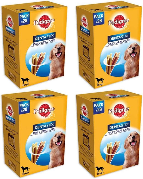 Pedigree Dentastix Snack per la Igiene Orale (Cane Grande +25 kg) 270 g 28 Pezzi - 4 Confezioni da 28 Pezzi (112 Pezzi totali)