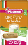 Plasmon Omogeneizzato La Merenda dei Bambini Yogurt e Biscotto 120gr 24 Vaschette Con materie prime selezionate, Ricetta golosa preparata con cura