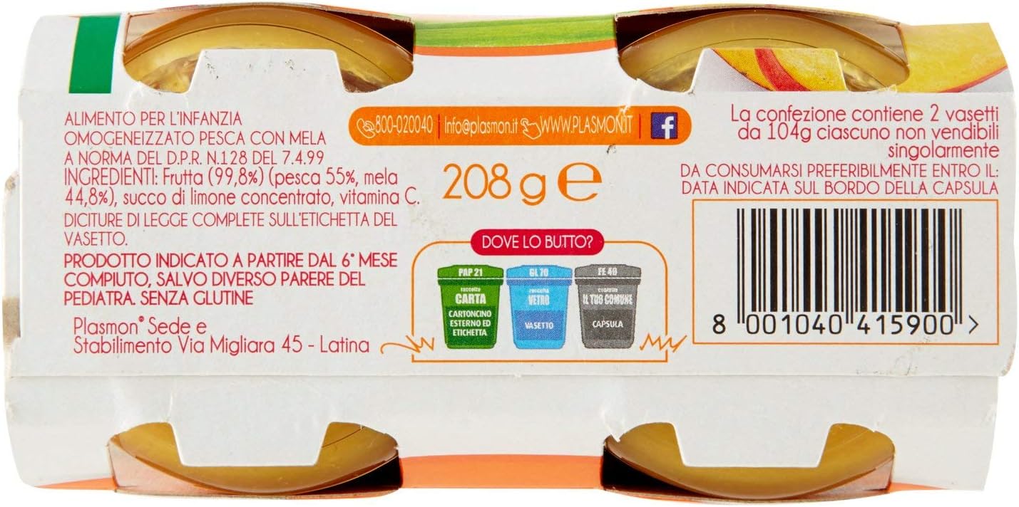 Plasmon Omo Plasmon Pesca 2x104gr, 208g