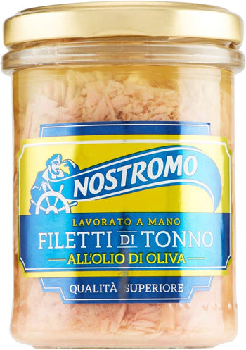 Nostromo - Filetti di Tonno all'Olio di Oliva, Qualità Superiore, Lavorati a Mano, 1 Vasetto in Vetro da 180 gr