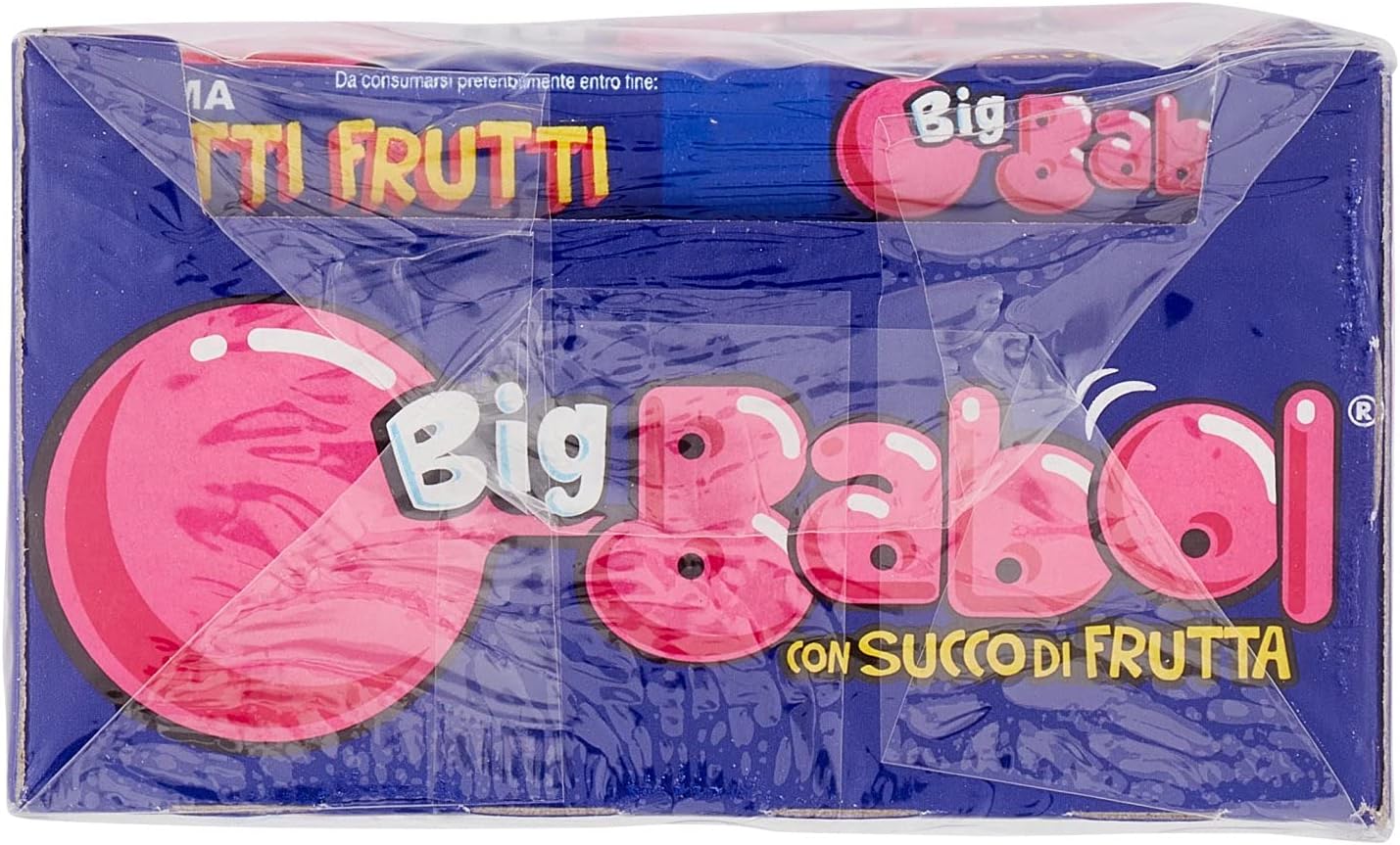 Big Babol Tutti Frutti Chewing Gum Morbido con Succo di Frutta, senza Glutine, Gusto Tutti Frutti, Confezione da 24 Stick