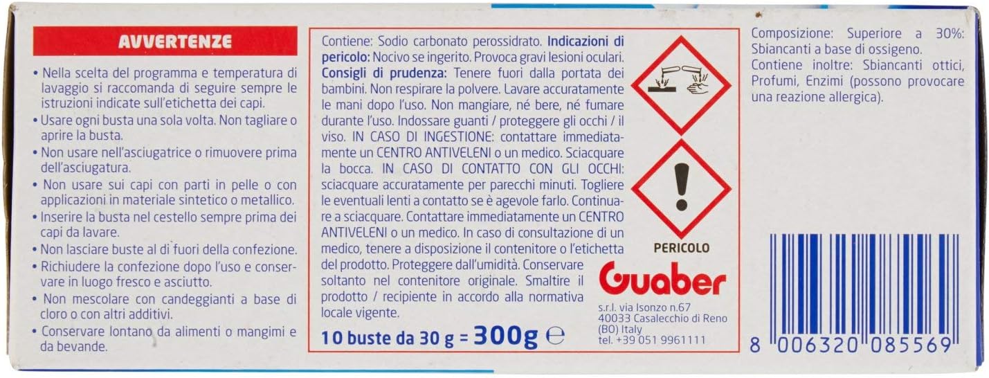 Grey Sbianca e Smacchia Buste Detergente, 10 Pezzi