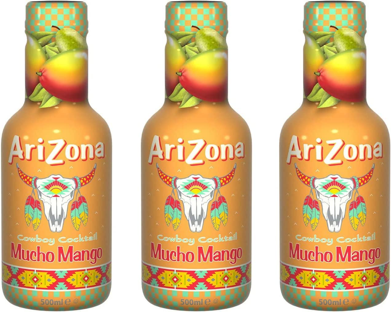 3X Arizona - TRIS Cowboy Cocktail - Mucho Mango Fruit Juice 500 ml [Special Edition] - Bibita rinfrescante al Mango- Novità