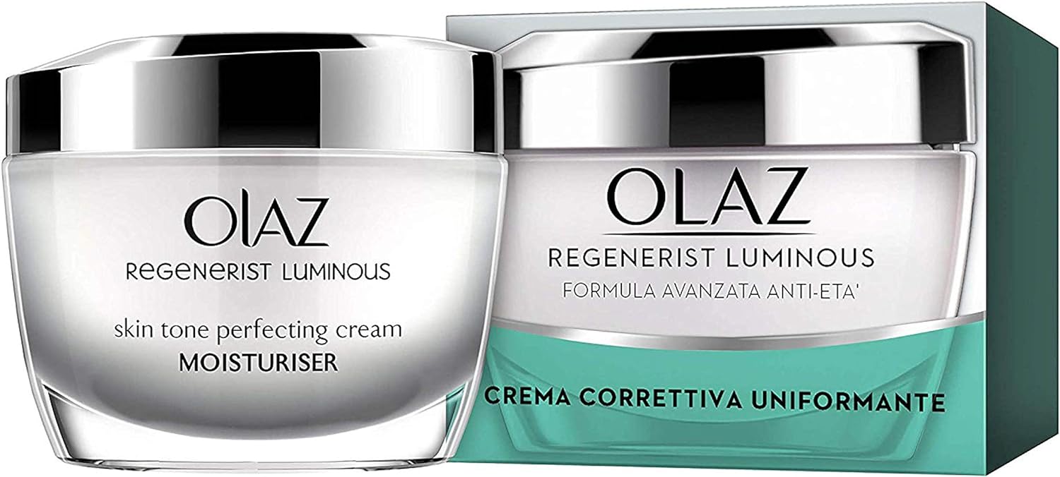 Olaz Regenerist Luminous Crema Viso Antirughe e Antimacchie, Uniformante, idratante e illuminante. Formula Avanzata con Niacinamide e Glicerina - 50 ml