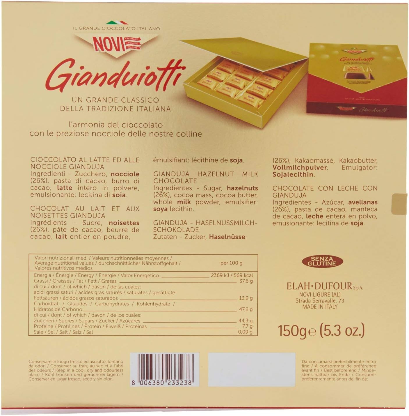 Novi Confezione Di Praline Oro Gianduiotti, 150g