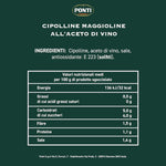 Ponti, Cipolline Maggioline all'Aceto di Vino, Ideali per Contorni e Aperitivi, Ottimi da Aggiungere ad Insalate, 100% Made in Italy, 300 gr