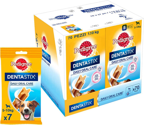 Pedigree Dentastix Snack per la Igiene Orale (Cane Piccolo 5-10 kg) 110 g 7 Pezzi - 10 Confezioni da 7 Pezzi (70 Pezzi totali)