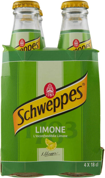 Schweppes - Limone, Bibita Analcolica Gassata Al Limone - 6 confezioni da 4 pezzi da 180 ml [24 pezzi, 4320 ml]