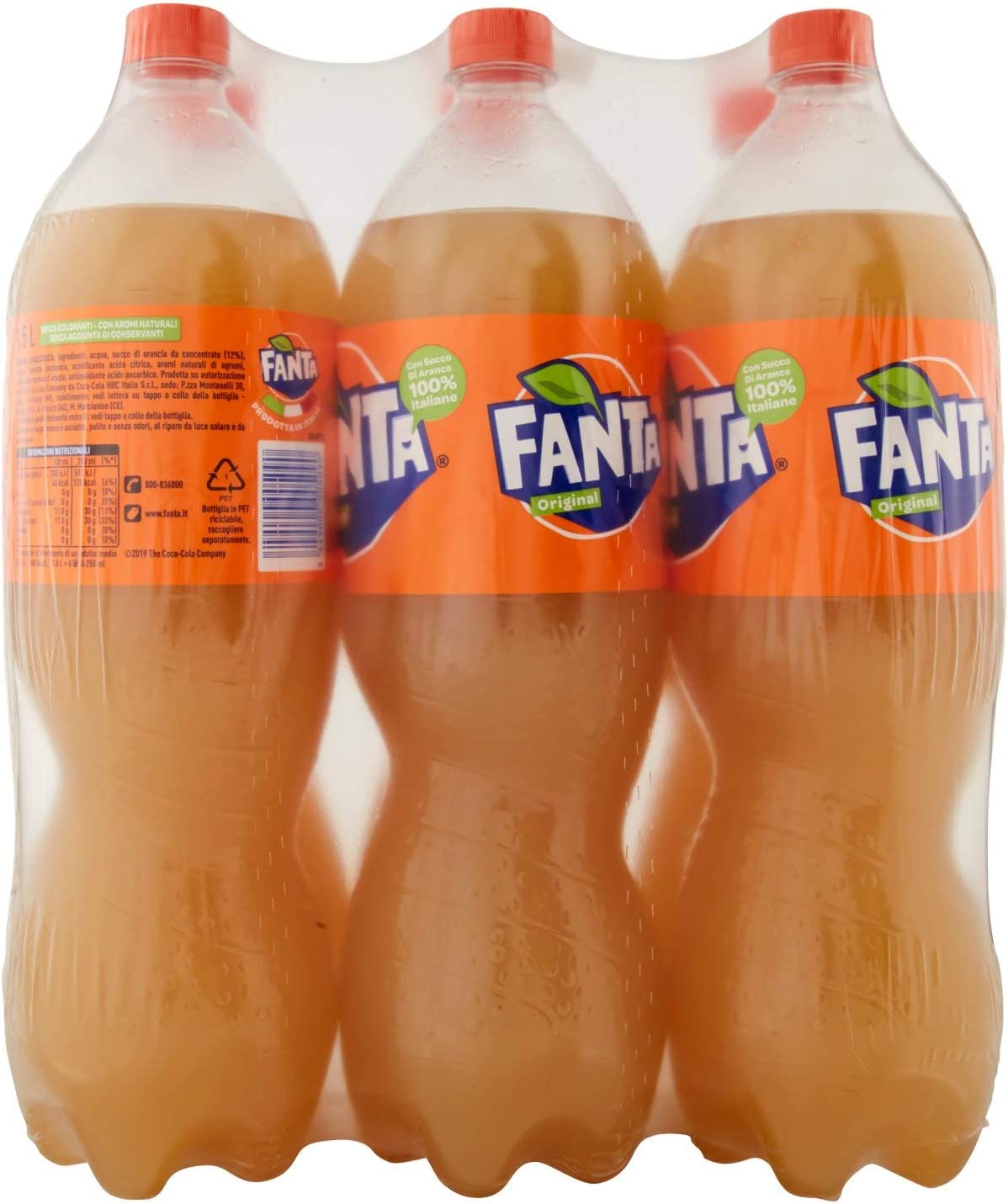 Fanta Original Gusto di Arancia – 6 Bottiglie da 1.5 L, con Succo di Arance Italiane, Senza Aggiunta di Conservanti, Bottiglia PET 100% riciclabile, Gusto Rinfrescante, Bevanda Analcolica Frizzante