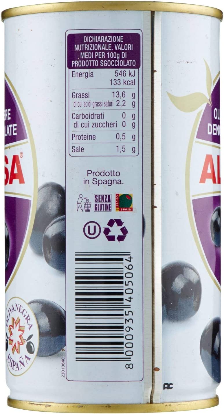 Alisa Olive Nere Denocciolate in Salamoia, 340g