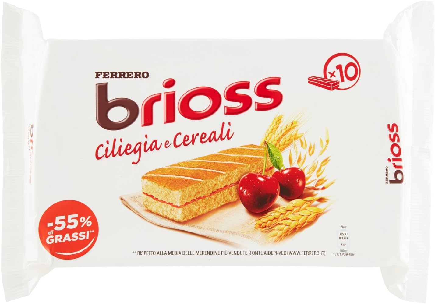 Ferrero Brioss Ciliegia - 1 confezione da 10 merendine - 280 gr - [confezione da 6]