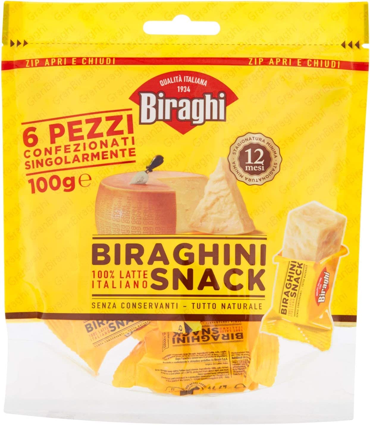 Biraghi Biraghini Snack, 6 x 16.67g