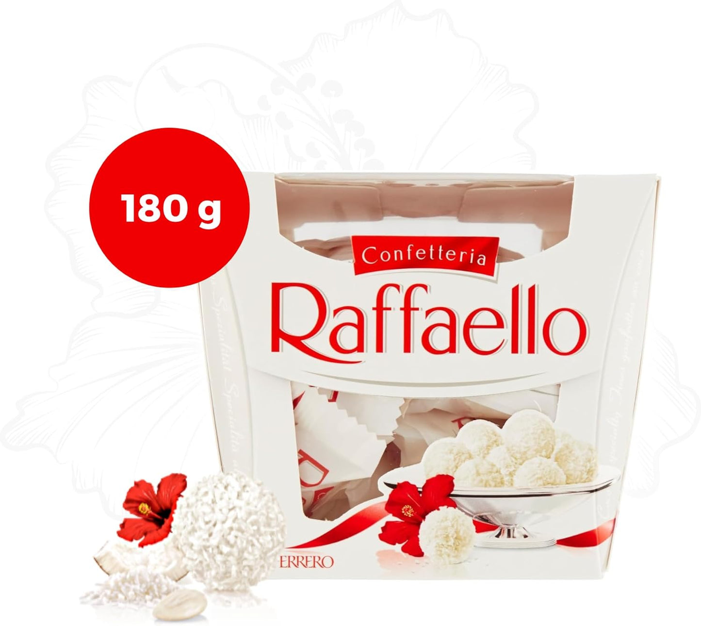 Raffaello, 18 Specialità al Cioccolato Bianco Ricoperto di Scaglie di Cocco, all'Interno un Cremoso Ripieno e una Mandorla Intera, Idea Regalo, Confezione da 324 gr