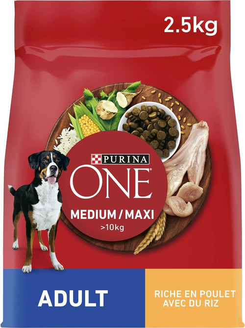 PURINA ONE MEDIUM/MAXI > 10kg Crocchette Cane Adult Ricco in Pollo con Riso - 2,5kg