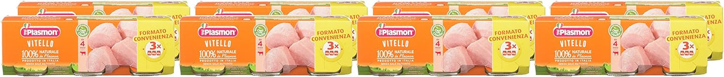Plasmon Omogeneizzato Carne Vitello e cereale 80g 24 Vasetti Con Carne Italiana, 100% naturale, senza amidi e sale aggiunti