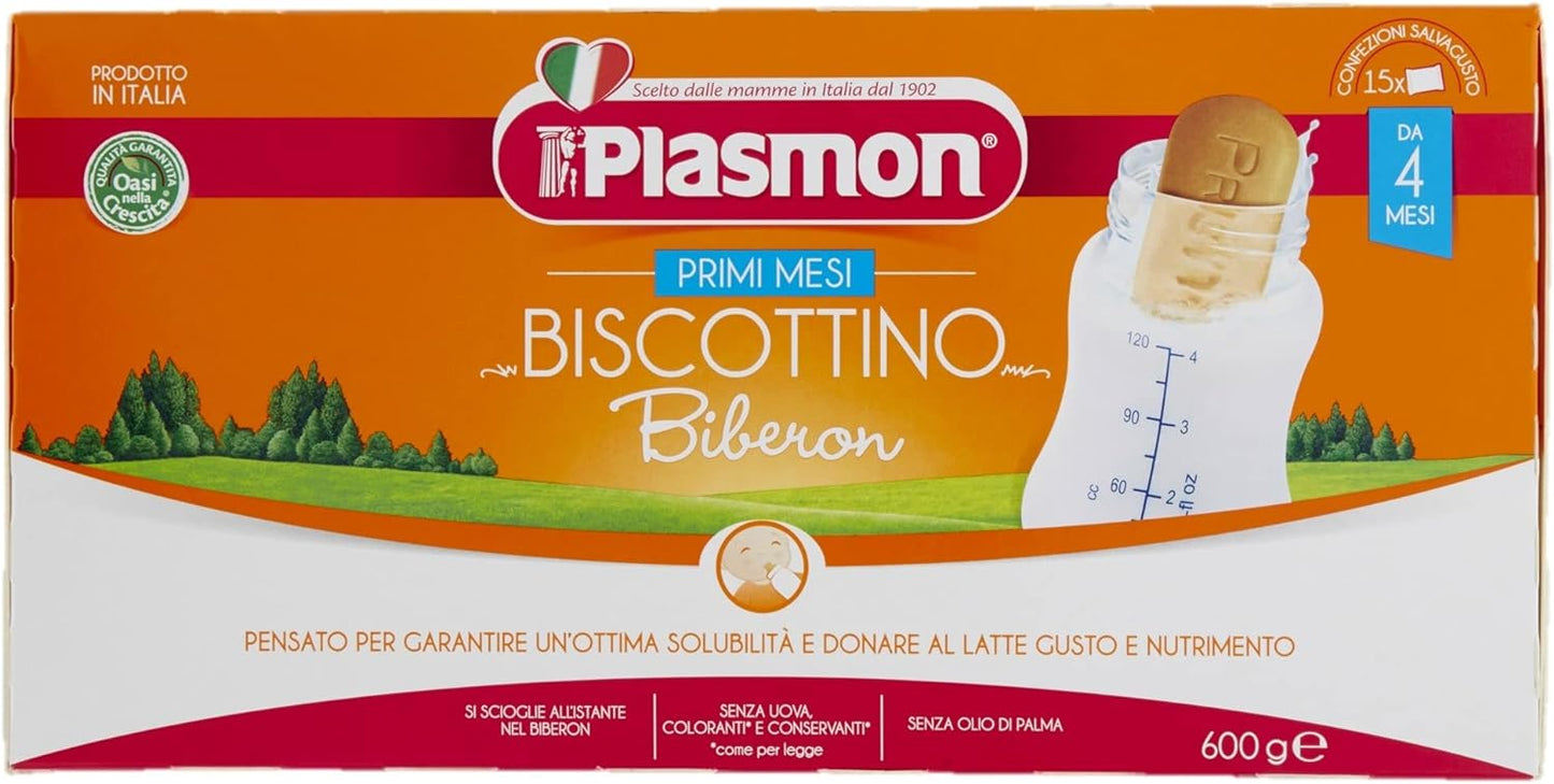 Plasmon il Biscottino Biberon 600g 8 Box senza uova, si scioglie all'istante nel biberon