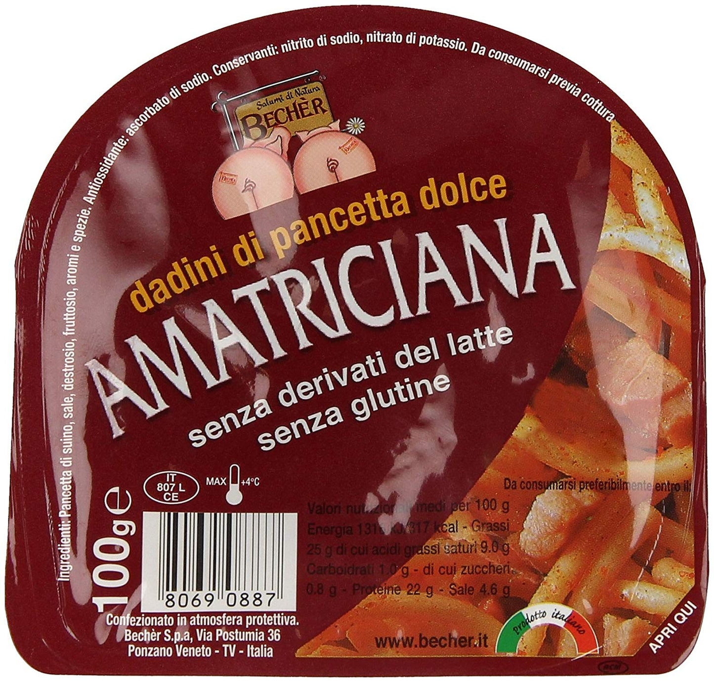 Becher - Amatriciana, Dadini di Pancetta Dolce, 100 g