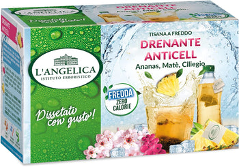 L'Angelica Tisana A Freddo Drenante Anticellulite - 10 Confezioni Da 18 Filtri, Ananas, 180 Unità