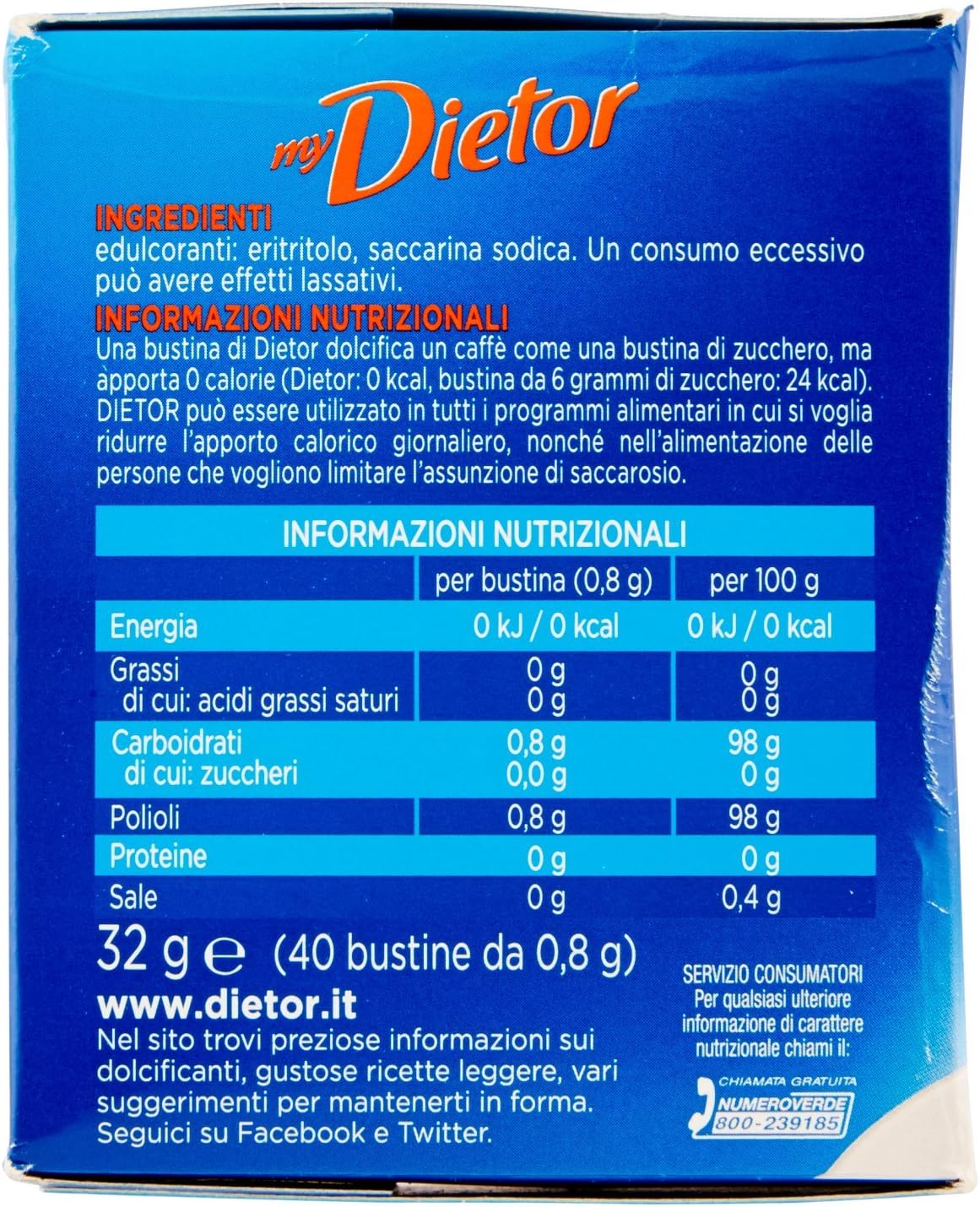 MyDietor Dolcificante, Zero Calorie - 40 Bustine