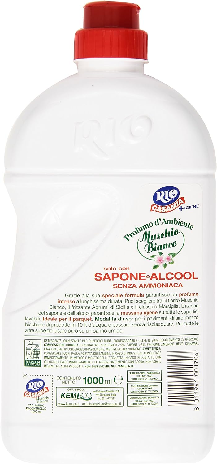 Rio - Detergente Igienizzante per Superfici Dure, solo con Sapone e Alcool, 1000 ml