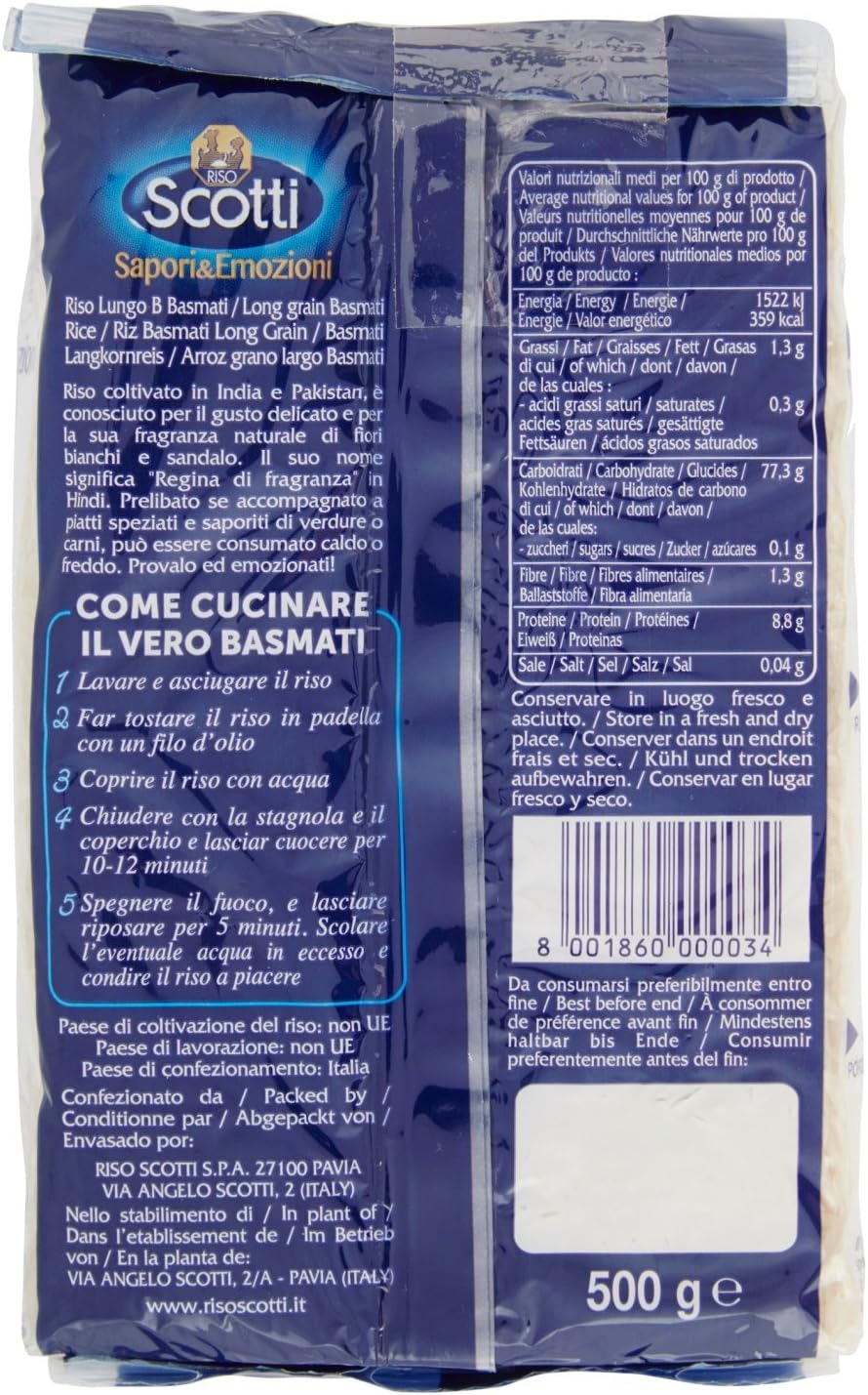 Riso Scotti - Sapori & Emozioni, Basmati Profumato - 6 pezzi da 500 g [3 kg]