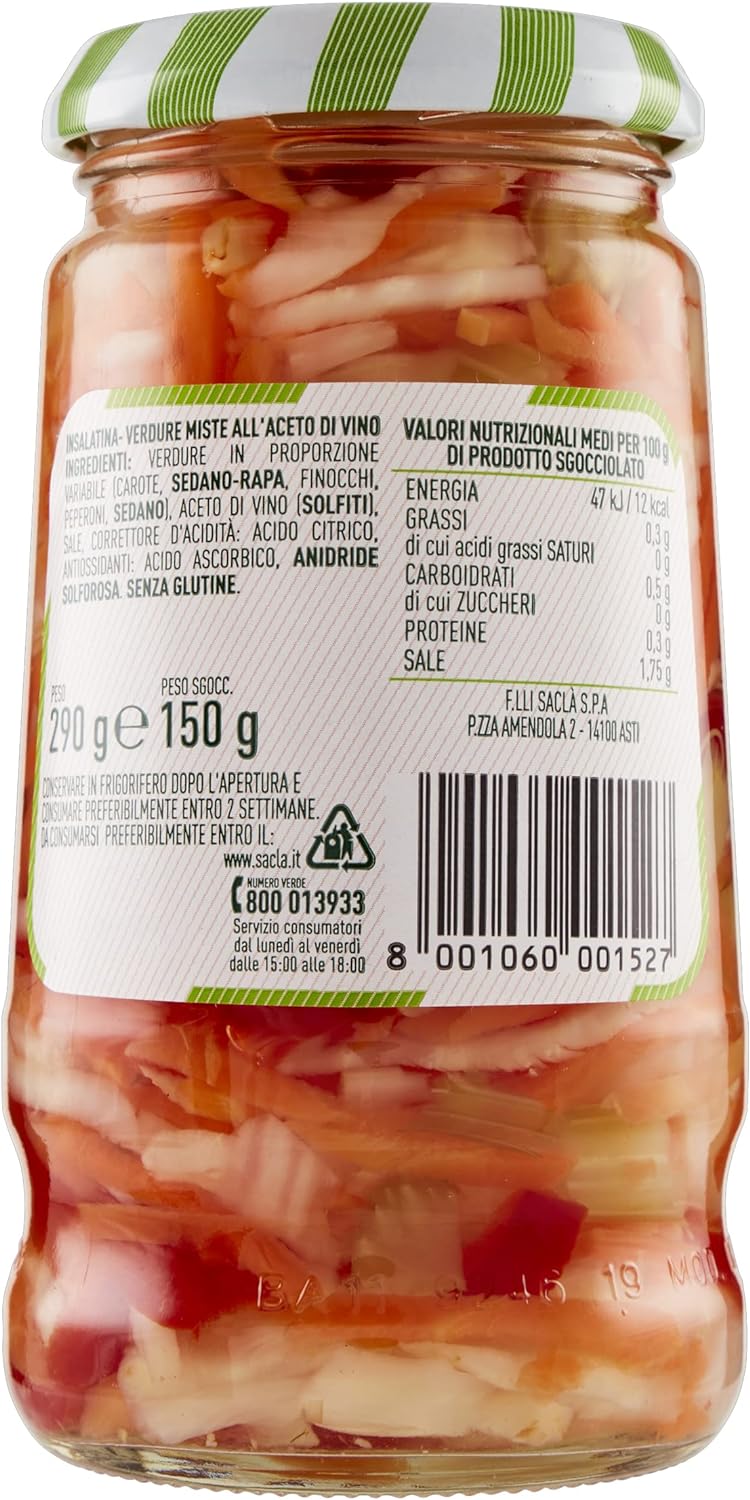Saclà, Acetelli, Insalatina, Ideale per Aperitivo, Antipasti e Contorni, Vaso Vetro, 290g (150g sgocciolato)