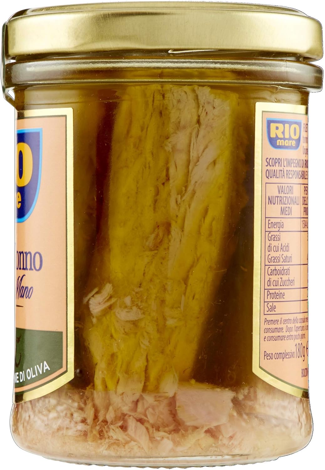 Rio Mare Filetti di Tonno all'Olio Extravergine di Oliva, Lavorati a Mano, 1 Vasetto da 180g