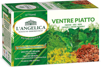 L'Angelica, Tisana Funzionale Ventre Piatto a Base di Finocchio, Anice Stellato e Menta, Tisane contro il Gonfiore Addominale, Vegan, 10 Confezioni da 20 Filtri Ciascuna