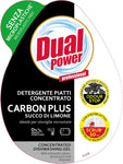 Dual Power Carbon Plus, Detergente Piatti Concentrato con Succo di Limone ad Elevato Potere Sgrassante, Ideale per Stoviglie Incrostate, Senza Microplastiche, Made in Italy, Dispenser 600 ml