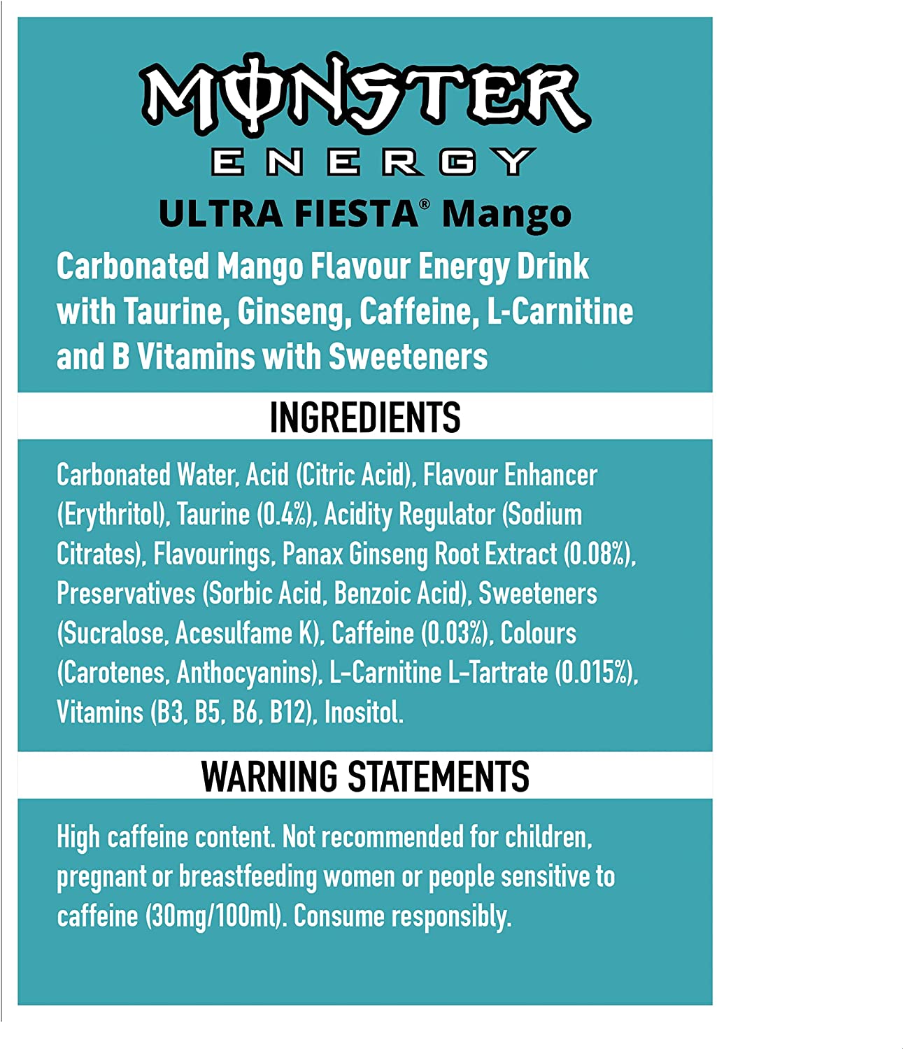 Monster Energy, Ultra Fiesta - 12 lattine da 500 ml