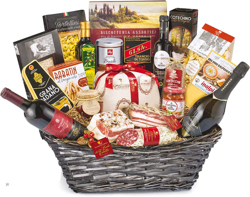 Cesto Regalo Natalizio "SAPORI DELLA TRADIZIONE" con Specialità Gastronomiche Selezionate - 22 pezzi