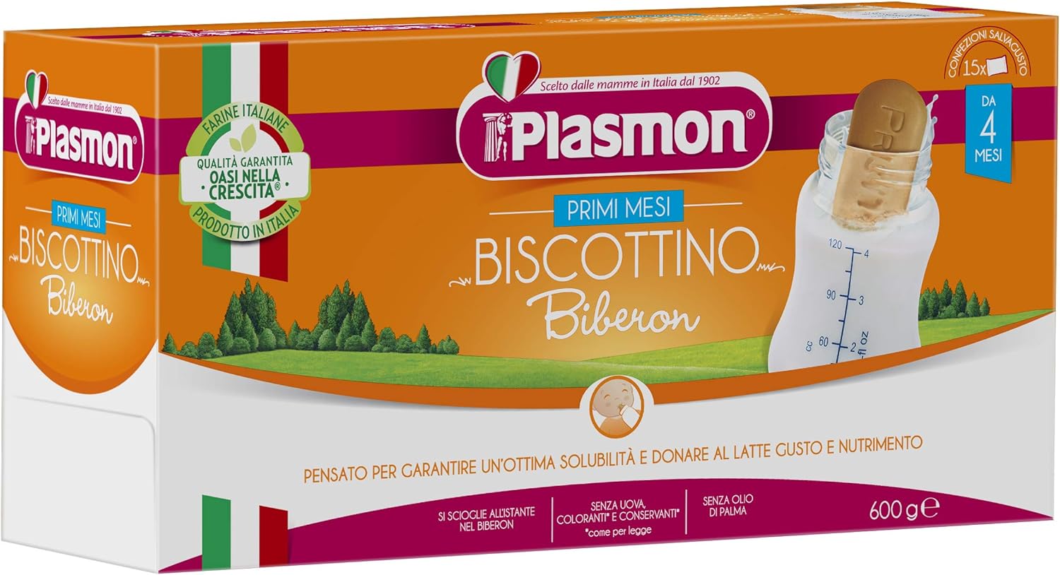 Plasmon il Biscottino Biberon 600g 8 Box senza uova, si scioglie all'istante nel biberon