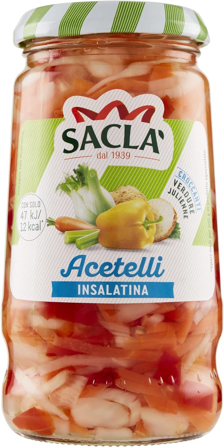 Saclà, Acetelli, Insalatina, Ideale per Aperitivo, Antipasti e Contorni, Vaso Vetro, 290g (150g sgocciolato), Confezione da 12 pezzi