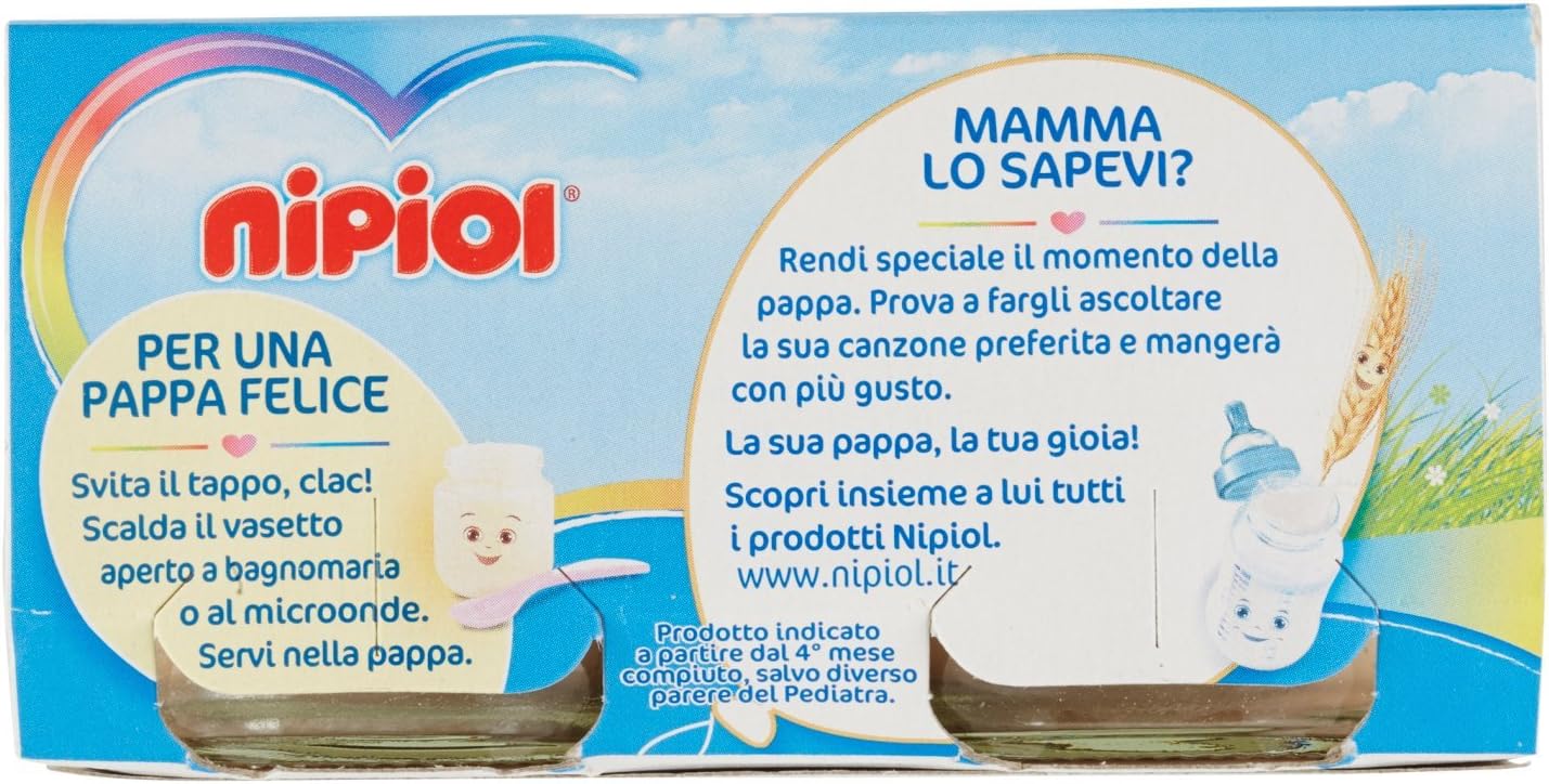 Nipiol Omogeneizzato Pollo Vitello 2 x 80 g, 100% Carne Selezionata