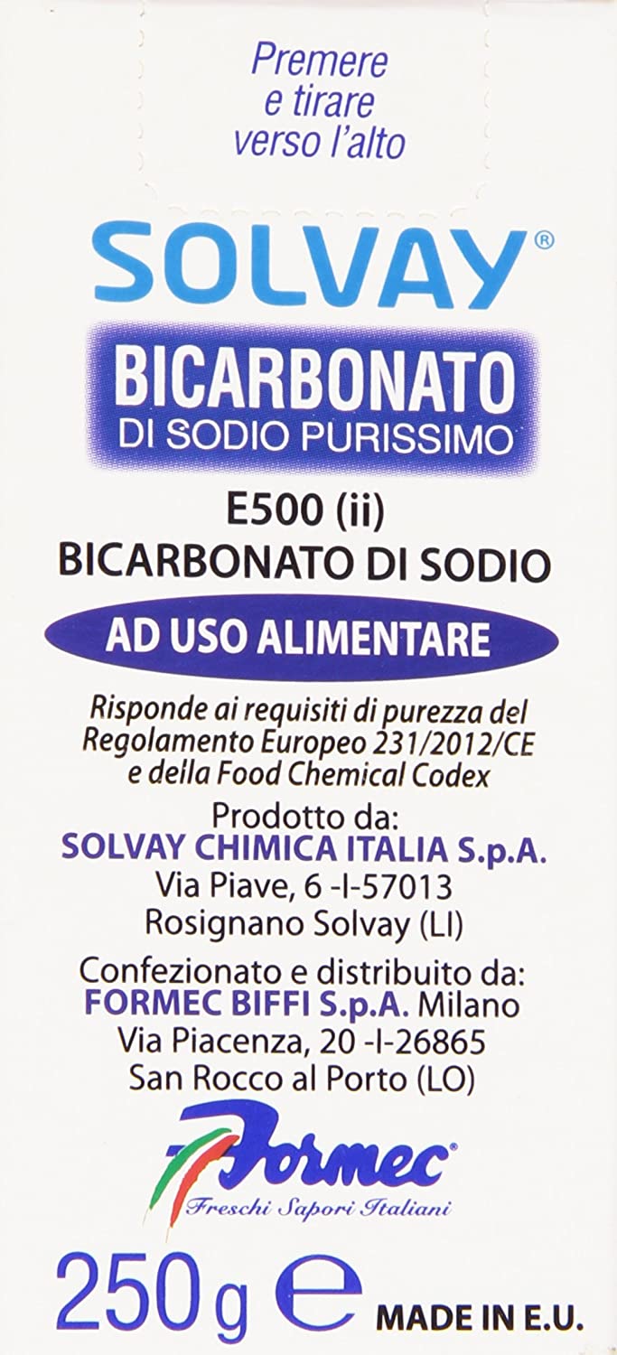 Solvay - Bicarbonato di Sodio, Purissimo, ad uso alimentare - 250 g