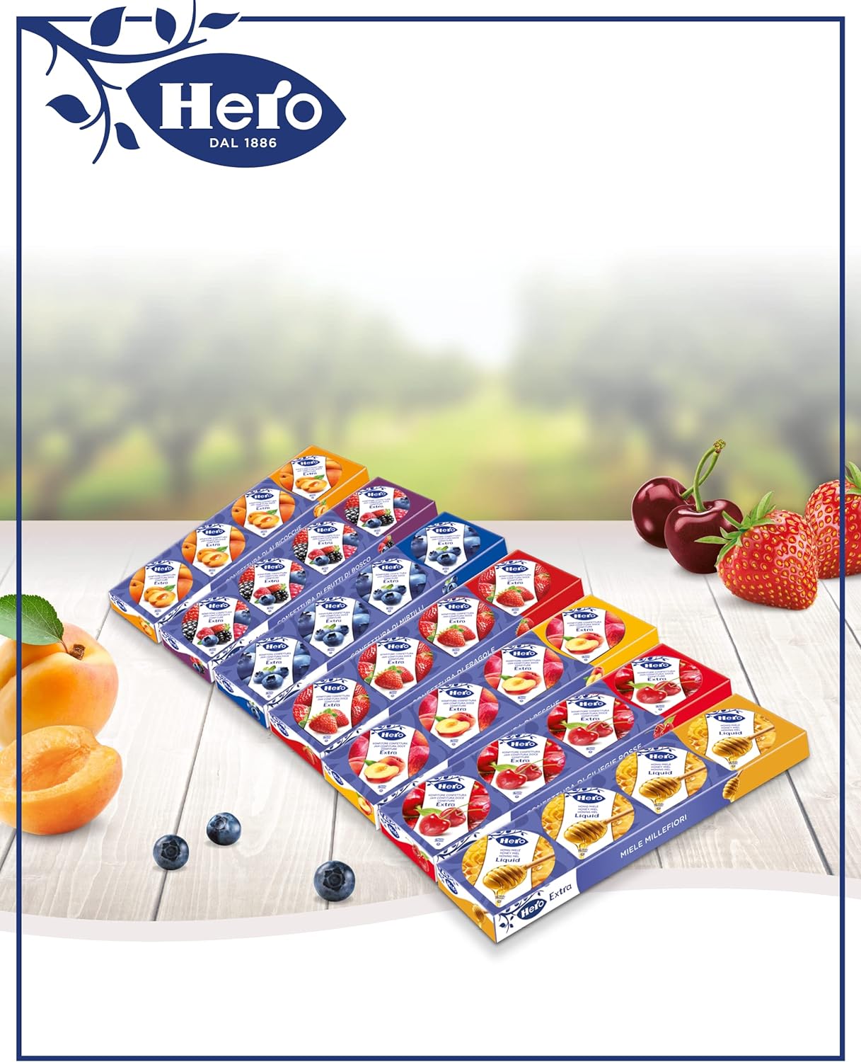 Hero Poker Confettura di Albicocche, Marmellata e Confettura Extra, Frutta di Alta Qualità, senza Conservanti e senza Coloranti, 30 Confezioni da 100 Grammi (4 Monodosi X 25 Grammi)