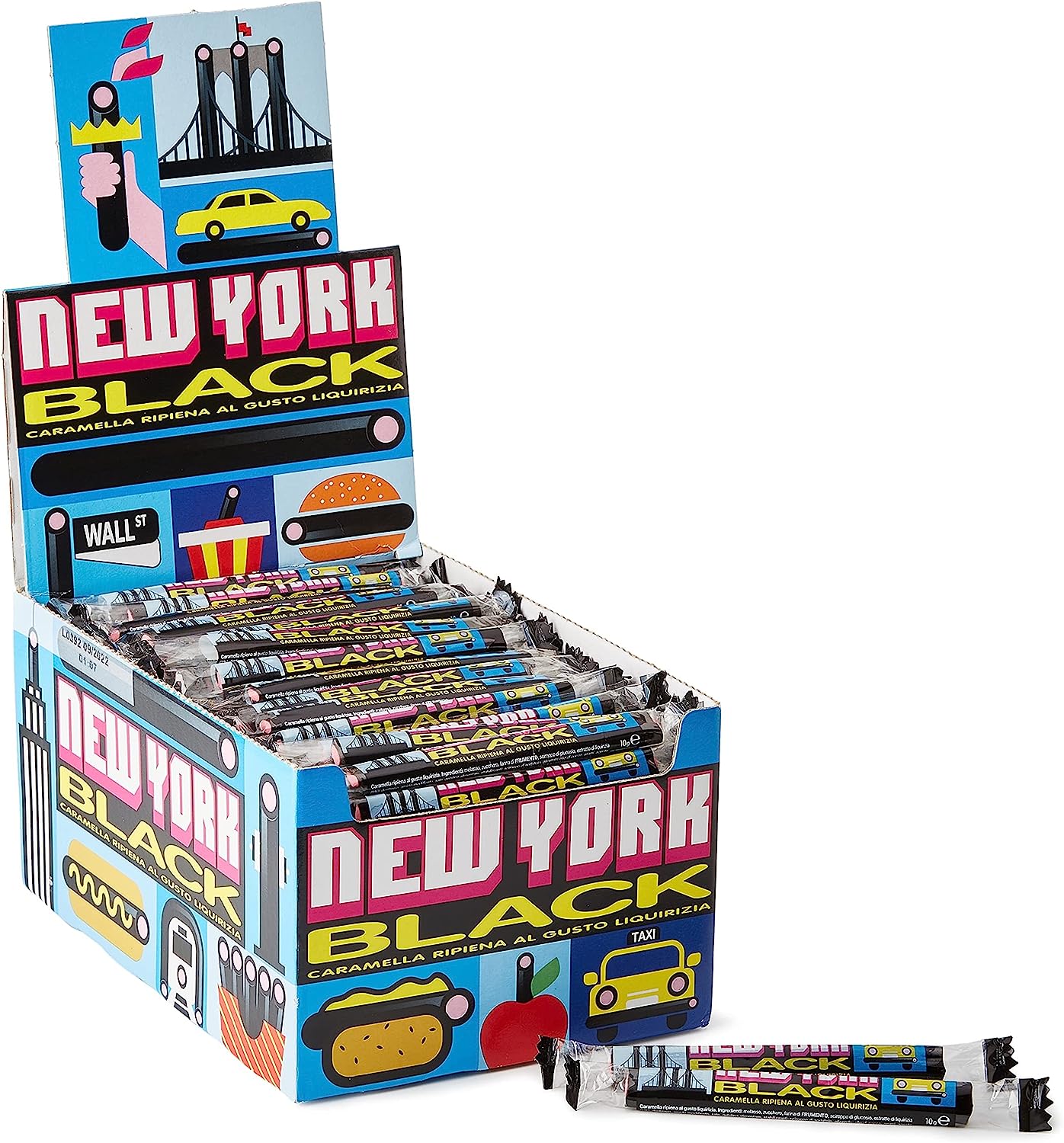 New York Black, Caramella Gommosa Gusto Liquirizia Ripiena, box da 150 Bastoncini Liquirizia