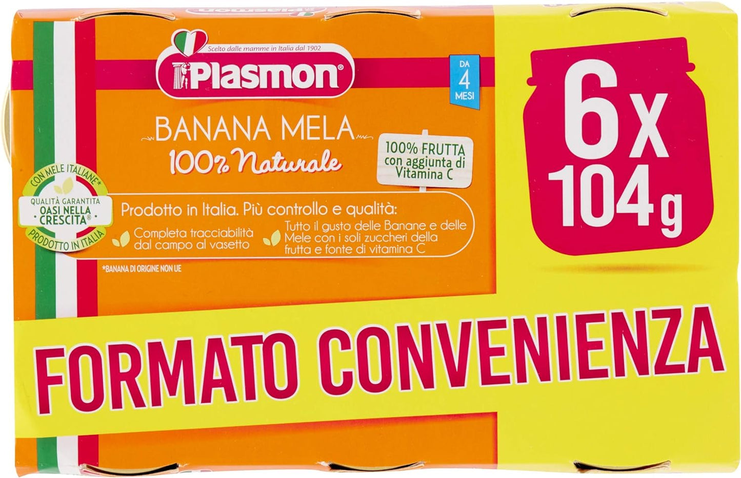 Plasmon Omogeneizzato - Mela Banana 6x104g (4 Confezioni)