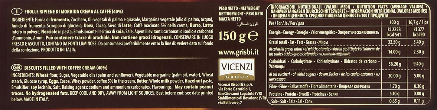 Grisbi - Frolle, Ripiene di Morbida Crema al Caffe' - 150 g