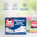 Omino Bianco - Sbianca Lana, in Polvere, per Capi Bianchi con Formula Sbianca e Smacchia, in Polvere 5 Buste x 100g, 1 Confezione