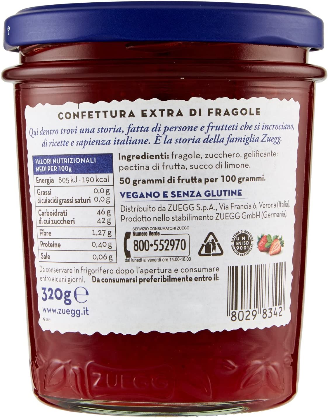 Zuegg Confettura Extra Fragole, 320g