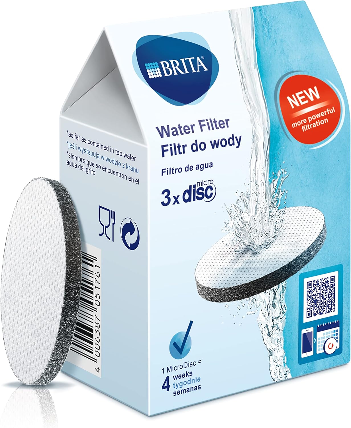 BRITA Filtri MicroDisc per Bottiglia e Borraccia Filtrante per acqua - incl. 3 Filtri per la riduzione di cloro, erbicidi, pesticidi e impurità