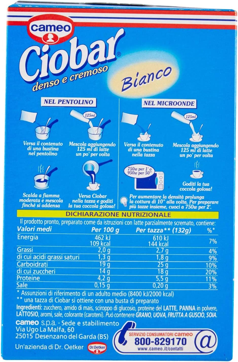 Ciobar -Denso e Cremoso, Gusto Cioccolato Bianco, Confezione da 5.21 g