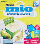Nestlé Mio - Merenda al Latte Pera, senza Glutine, da 6 Mesi - 3 confezioni da 4 vasetti di plastica da 100 g [12 vasetti, 1200 g]