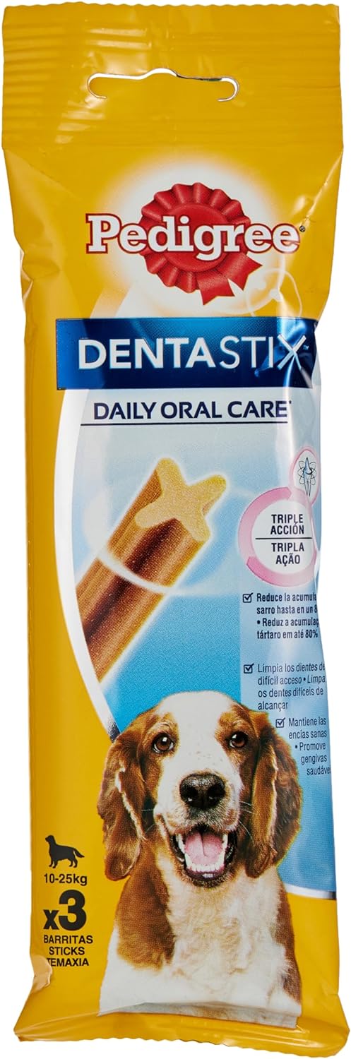 Pedigree DentaStix Snack per cani di media taglia, 3 pezzi/77 g, confezione da 6 (6 x 77 g)