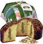 Pasticceria Venezia Panettone Artigianale al Pistacchio da 750gr, Impasto con Lievito Madre e Crema di Pistacchio, Senza Canditi e Uvetta, Ricoperto con Glassa di Cioccolato e Granella di Pistacchio